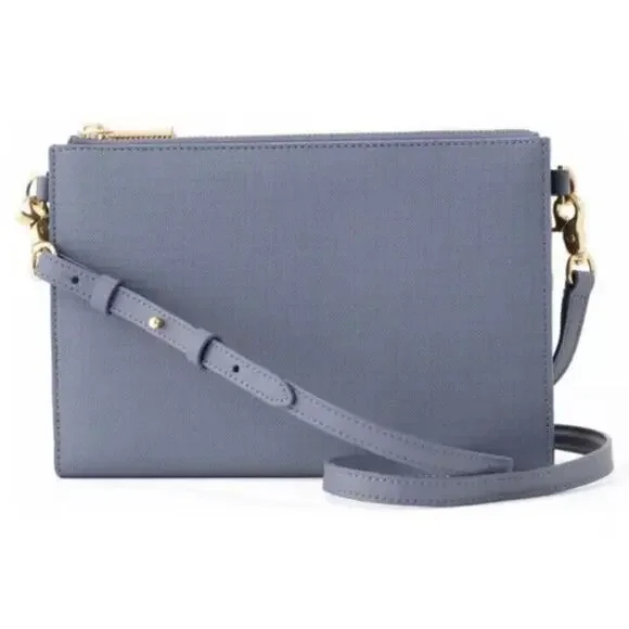DAGNE DOVER Essentials Coated Canvas Clutch Wallet Crossbody Bag Ash Blue - Picture 1 of 16